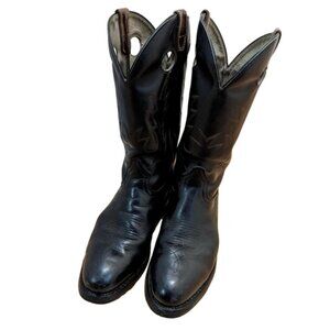 VintageBouletWesternTwoToneRealLeatherCowboyRubberBootsBlackMen75